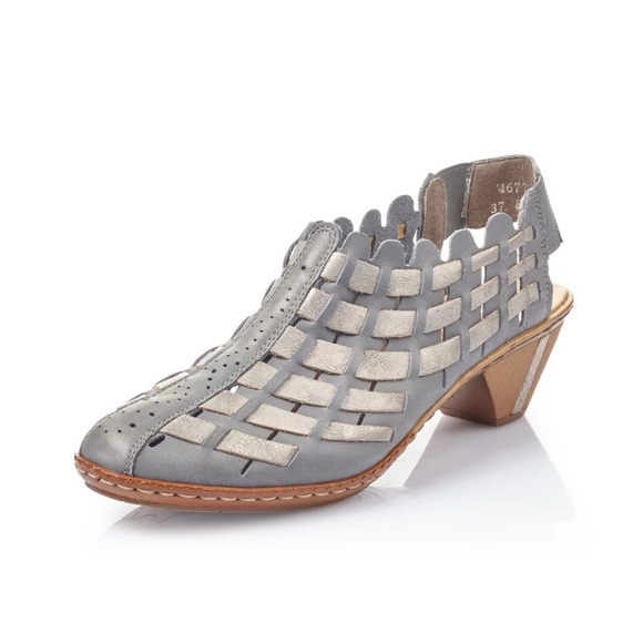 Rieker Shoes - Rieker Sina Gray Cross-Knit Closed-Toe Leather Euro 39, US 8